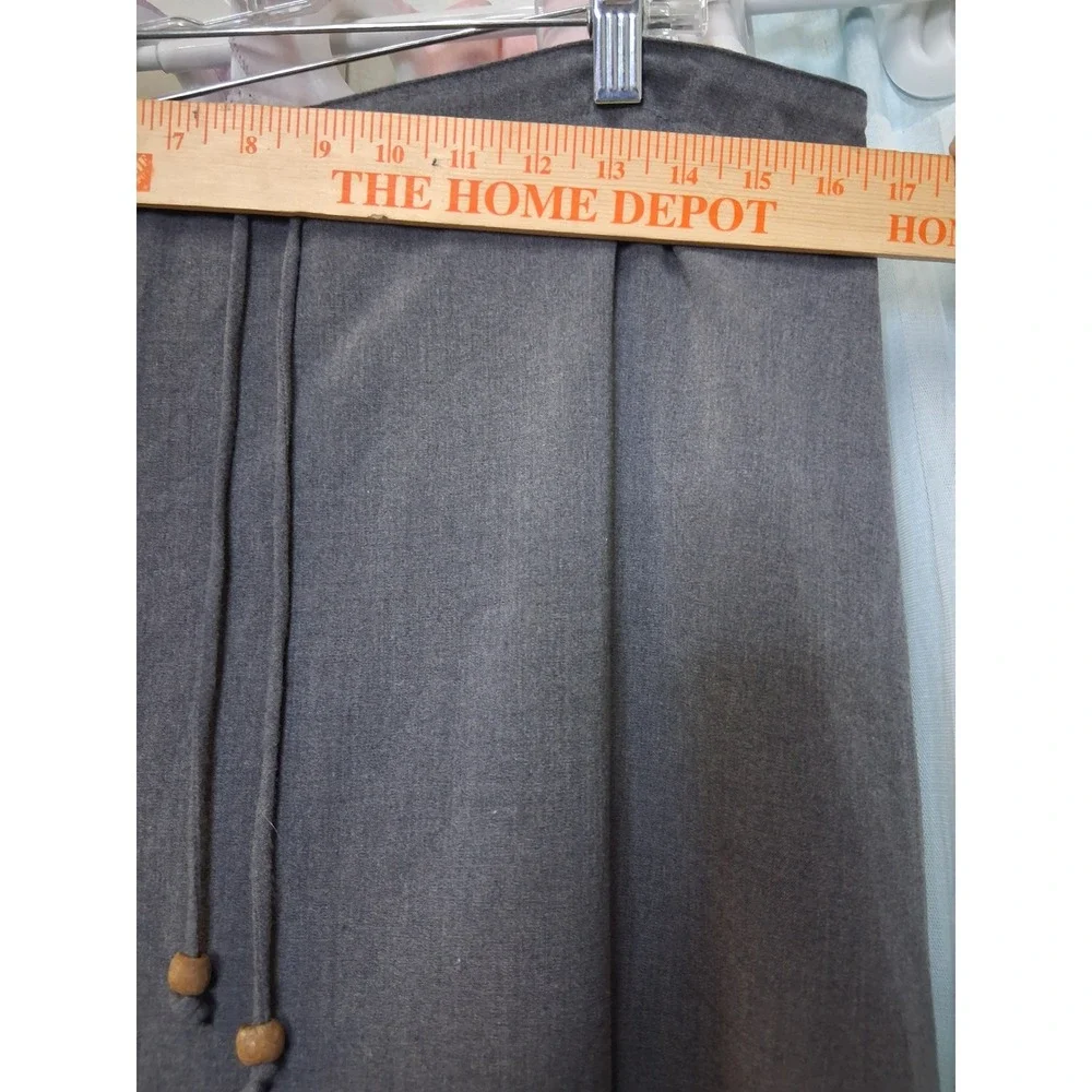 Charcoal Gray Boho Maxi Skirt Wood Bead Drawstring Detail and Hidden Zipper 1110
